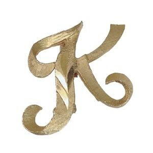 Mamselle Letter K Monogram Goldtone Pin Brooch